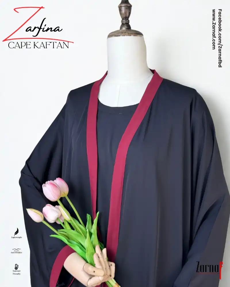 Zarfina Cape-Kaftan (Black) - Image 2