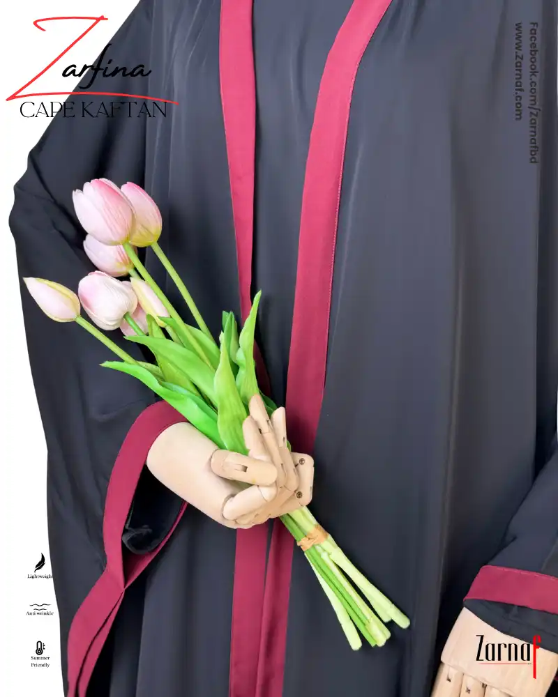 Zarfina Cape-Kaftan (Black) - Image 3