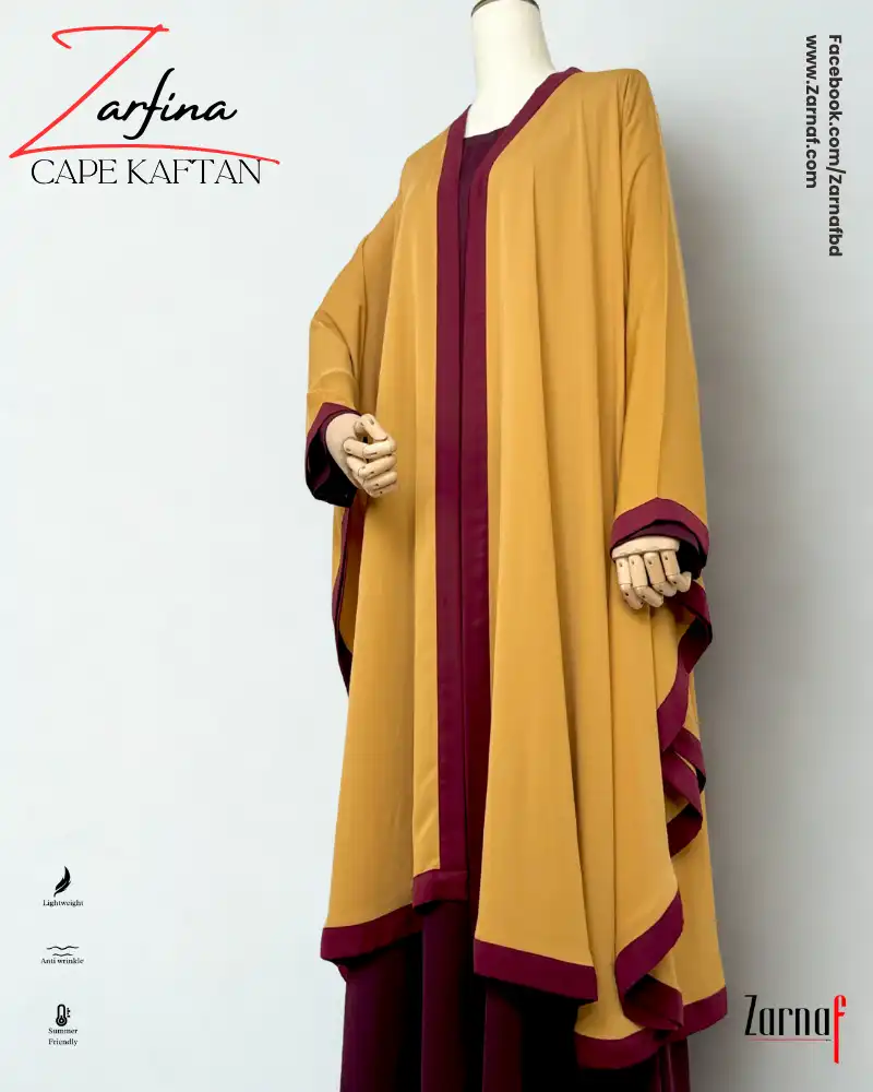 Zarfina Cape-Kaftan (Mustard Yellow) - Image 3