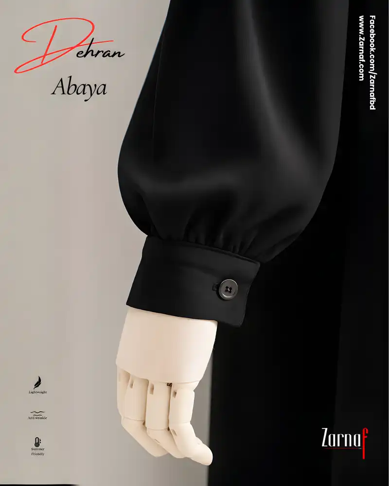 Turkish Dehran Abaya (Black) - Image 3